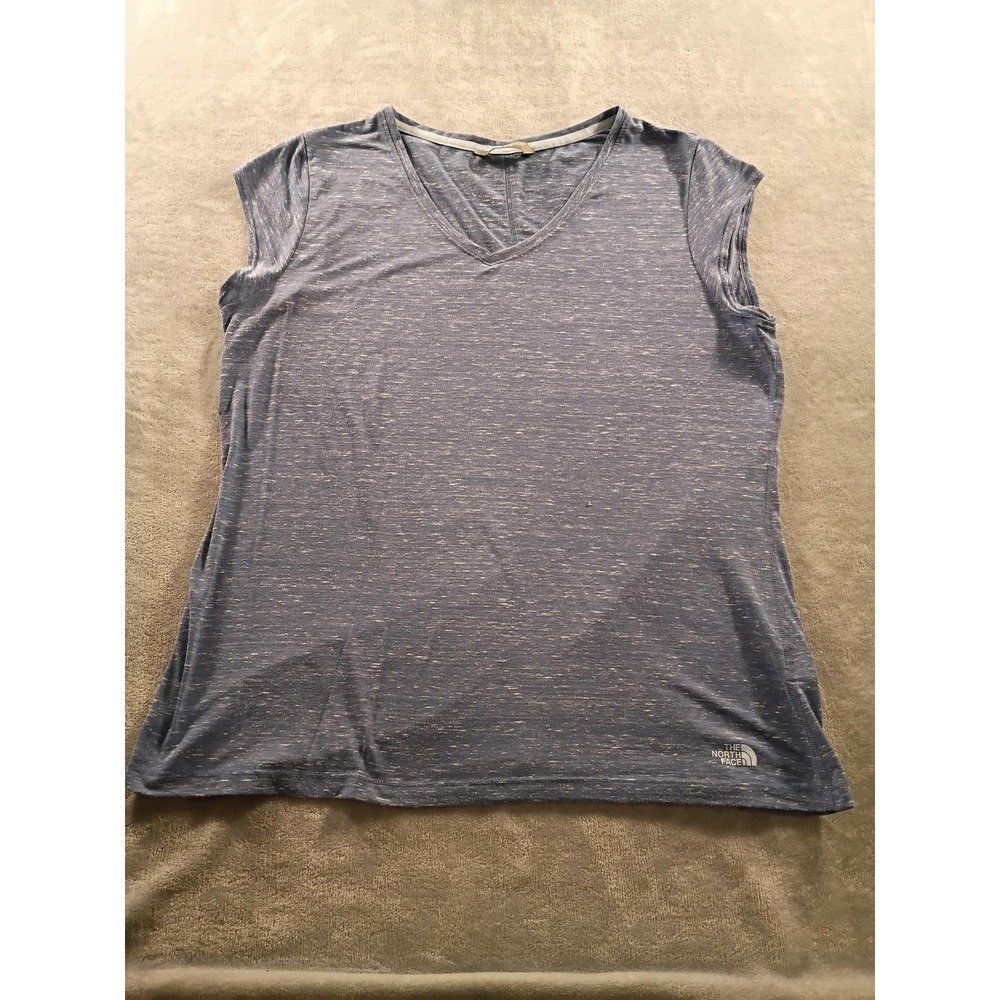 The North Face Shirt Womens XL Blue Short Sleeve V-Neck Lightweight Stretch